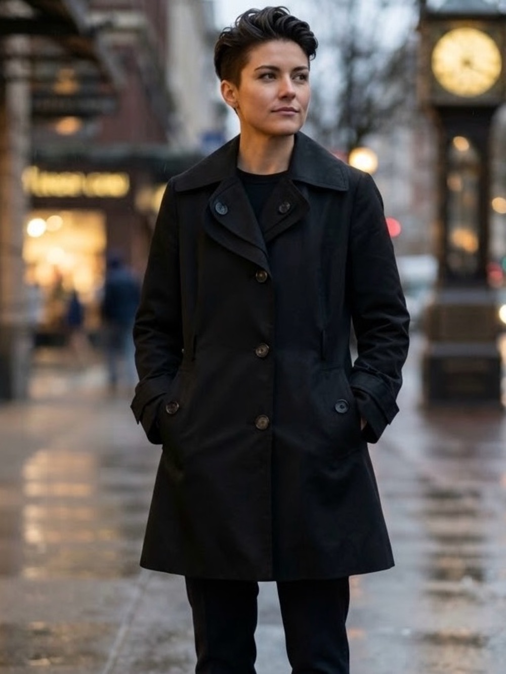 London Fog Black Women’s Mid-Length Trench Coat